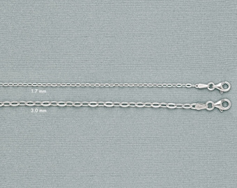 DROP OVAL Silver Chain Necklace-Drop Flat Oval Chain-Italian Silver Necklace-Drop Oval Link Chain-7" 8" 9" 14" 15" 16" 18" 20" 22" 30" 36"