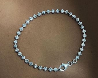 Bling Jewelry Il Diamante Ha Tagliato La Catena Della Perla Della Palla Scintilla La Collana Per Le Donne Solido Forte 150 Calibro Italiano .925 Argento Sterlina 16 Pollici