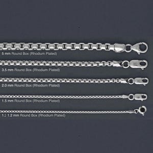 RH ROUND BOX Silver Necklace-Rhodium Plated-Box Chain-Italy Silver Necklace-Lobster Clasp-Sterling Silver Chain-Italy Necklace\Bracelet