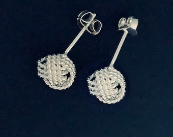 Solid Sterling Silver ROPE KNOT Stud Earrings