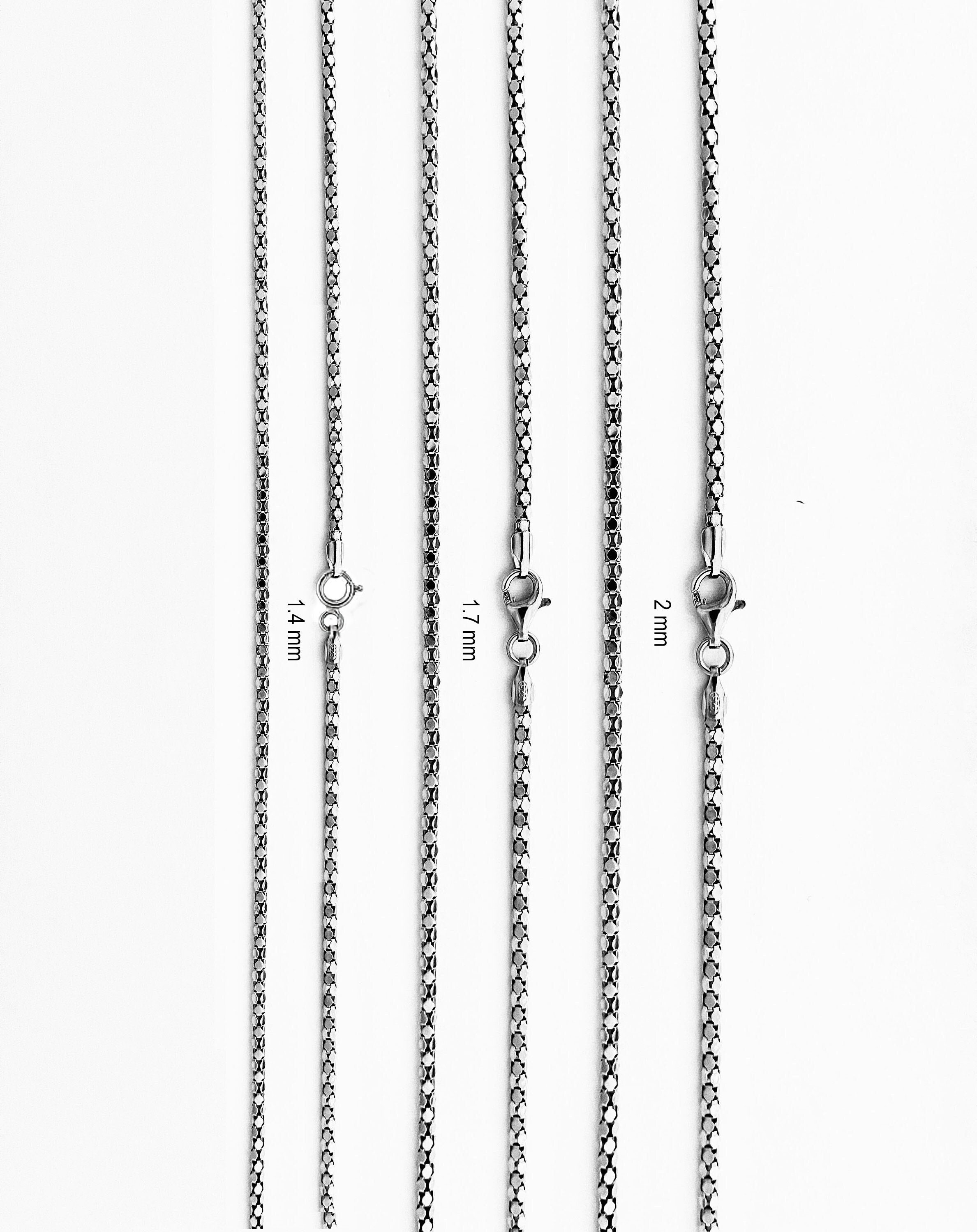 40 cm-60 cm 1 mm sottile vero argento sterling 925 placcato rodio scatola collana a catena donne ragazze gioielli da uomo alia bagno all'ingrosso Ok  36
