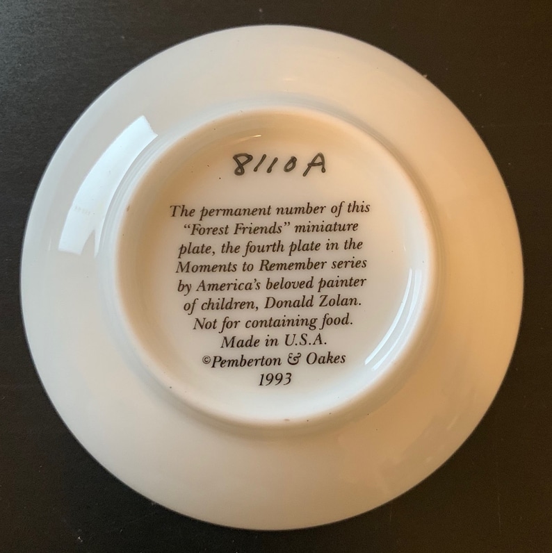 Donald Zolan Mini Collector Plate 1993 Forest Friends