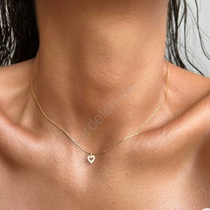 Halskette Minimal Herz Zirkonia Kette sommer kette 925 Silber