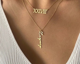 Name Necklace Signature Chain Vertical Gift Idea Personalized Necklace