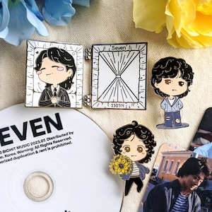 Jungkook Seven Enamel Pins | Seven Days a Week | Laundromat Sunflower Coffin
