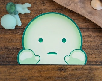 Cute Little Green Guy Peeker Sticker | 5" Peeker | Car Sticker | Waterproof Vinyl | UV Resistant | Adhesvie On Back