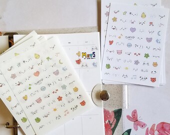 Mini Emotion Journal Stickers | Emoji Planner Sticker Sheets | White & Transparent Matte