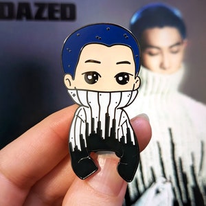 Dazed Sweater Paws Namjoon Enamel Pin | Chibi BTS Pin | Blue Hair | Shaved Head
