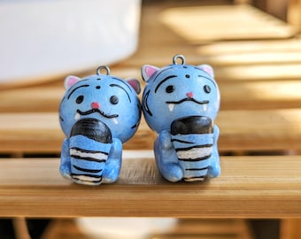 Derpy Handmade Clay Charms & Desk Buddies | Blue Tiger | Cute Demon Tiger | Kpop | KPDH
