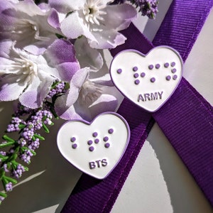 BTS & ARMY Braille Heart Enamel Pins | Purple Hearts | OT7 | 아초방포 | ApoBangpo | Bangtan Forever