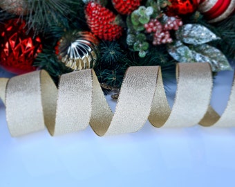 Kerstlint Draadrand 38 mm Goud Kerstversiering Cadeaupapier Cadeaus Craft Glitter Strik