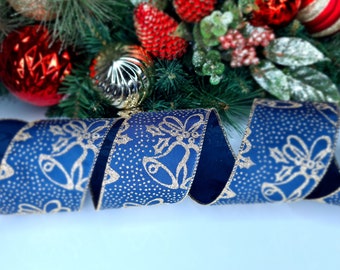 Kerstlint met draadrand 63 mm glitter belletjes kerstversieringen Cadeaupapier Cadeaus Ambachtelijke glitter