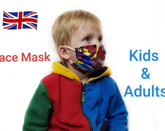 Home made Face Masks Protection Face Cover Kids Adult Women Masks Kids Wachable Reusable UK