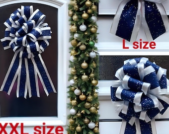 XXL Luxury Christmas Bows Made from Wired Edge Ribbon Xmas Tree Gift Decoration