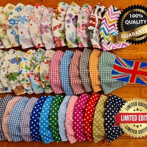 UK Face Mask Filter Pocket Double Cotton Nose Wire Face Masks ADULT SIZES