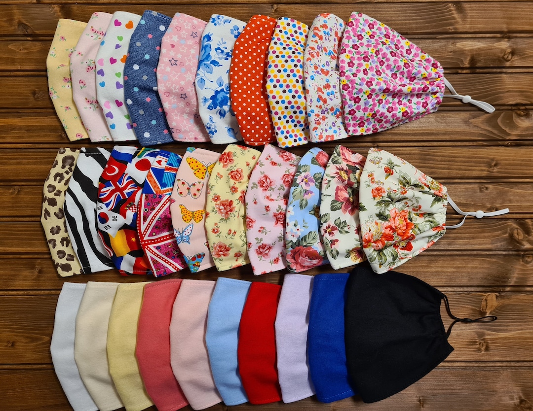 Easy Breathable Face Mask Adjustable Size Fits to ALL UK Hand Made 100 Cotton Reausable Mouth