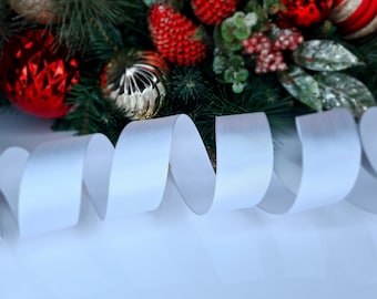 Fita de Natal com fio de 38 mm, decoração de Natal branca, embrulho para presente, artesanato, laço de glitter