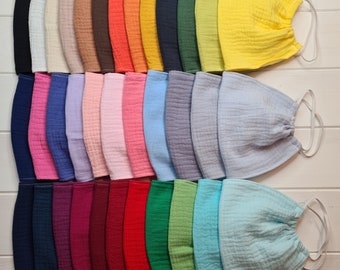 Muslin Face Mask Fully Breathable and Very Comfortable 100% Cotton Muslin Masks Fits All Adults Many Colours