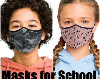 Face Masks for School Three Layers  Kids and Adults Adjustable Sizes Masks Reusable Washable Guaranteed Quality UK Stock