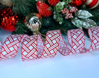 Kerstlint Draadrand 38 mm Glitterstrepen Kerstversiering Cadeaupapier Cadeaus Ambachtelijk Glitterstrik