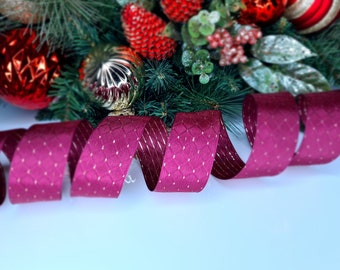 Kerstlint met draadrand 38 mm bordeauxrood kerstversieringen Cadeaupapier Cadeaus Ambachtelijk glitterstrik