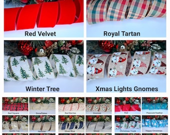 63mm Kerstboomlinten Bekabelde Rand Strik Maken Deur Krans Hanger Bogen Cadeau Cadeau Verpakking
