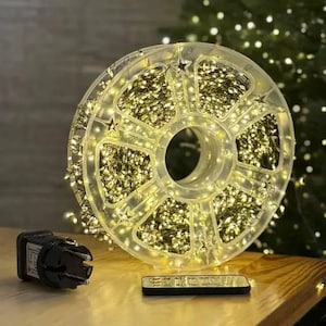 100 m julbelysning, 3000 mikro-LED varmvita ljusslingor, grön sladd, fjärrkontroll, 8 lägen, timer
