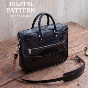 Molde para pasta de couro, Molde para bolsa de couro para laptop, Molde de couro, Molde para bolsa de couro com instruções fotográficas