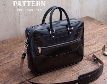 Leather briefcase pattern, Leather laptop bag pattern, Leather pattern, Leather bag pattern with photo instruction