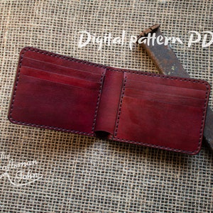 Patrón de billetera para tarjetas y efectivo. Billetera de cuero para hombres, Patrón de billetera de cuero