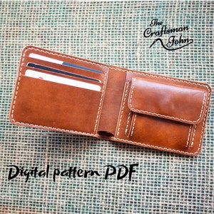 Padrão de carteira de couro, Padrão de porta-cartões pequeno, Padrão de PDF de couro, Carteira personalizada para homens, Carteira com padrão de moedas, Presente para ele