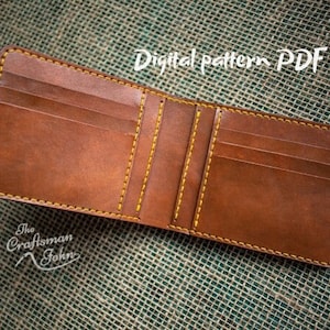 Patrón de billetera de cuero, Plantilla PDF, Billetera plegable, Billetera para hombres,