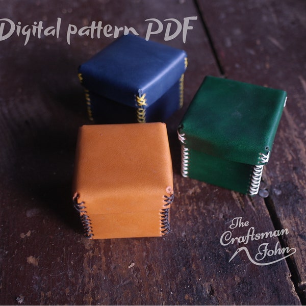 Leather Box PDF Pattern , Box Template. Two Size   5 x 5 x 5 cm /8 x 8 x 5 cm