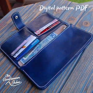 Patrón de costura de mujer, patrón de costura de billetera, billetera de patrón de cuero, plantilla de billetera digital, regalo de mujer