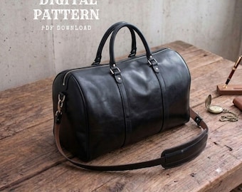 Leather duffle bag pattern, Weekender bag pattern, Leather PDF pattern, Bag template, DIY bag, Leather PDF pattern, Only A3 format