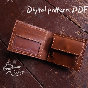 Bifold-Brieftasche aus Leder, Muster aus Lederbrieftaschen, DIY-Brieftasche pdf, Brieftasche für Herren, Brieftasche mit Münztasche
