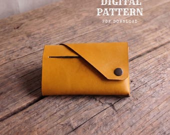 Minimalist Leather Wallet PDF Sewing Pattern, Coin Purse Template (Digital PDF)