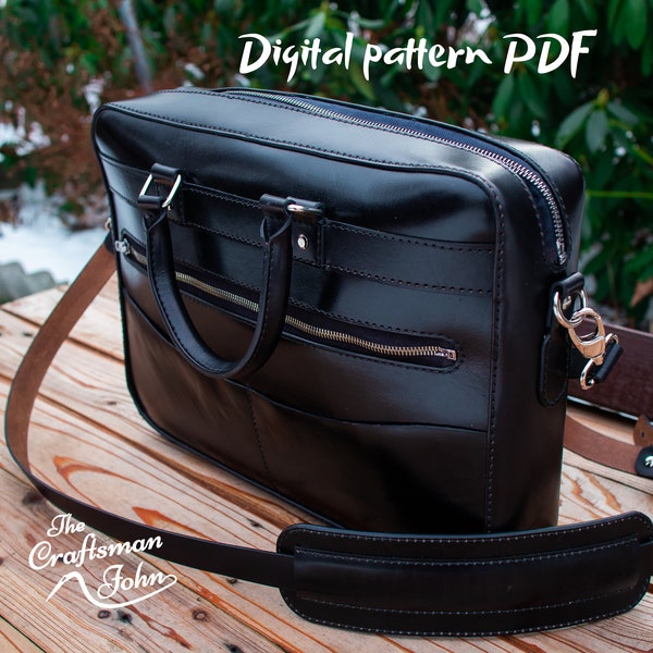 Leather briefcase pattern, Leather laptop bag pattern, Leather pattern, Leather bag pattern with photo instruction