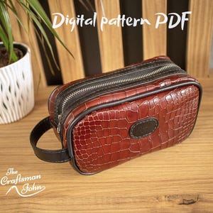 Leather Toiletry Bag Pattern – PDF Digital Template for Handmade Dopp Kit, Travel Pouch, Cosmetic Bag – DIY Leathercraft Pattern