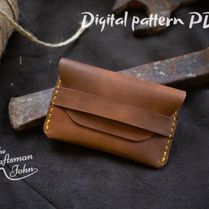 Monedero pequeño para tarjetas de visita, Monederos finos, Patrón de cuero, Patrón de tarjetero, Monedero para tarjetas