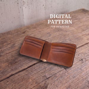 Patrón de billetera de cuero -PDF Template - Bifold Wallet