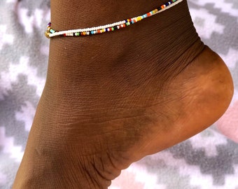 Custom beaded anklet for women, Authentic African anklet, Ankle bracelet, Charm anklet for women