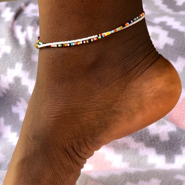 Beaded anklet for women, Authentic African anklet, Ankle bracelet, Charm anklet for women, Chrystal beads
