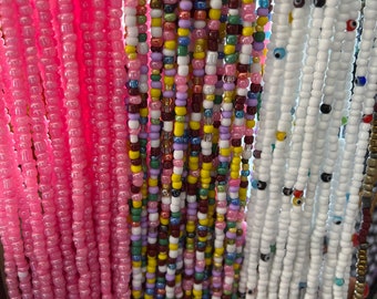 Authentic waist beads for women, African waist beads, Pink and green waist beads, Summer belly beads SALE