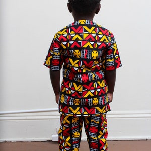 Africa print matching set for boy, two piece shirt and trousers set, Ankara clothing for kid, Kente shirt and pants for toddler image 3