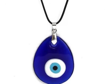 Blue Evil eye necklace Turkish, Evil eye necklace silver, Good luck and protection pendant, Minimalist necklace