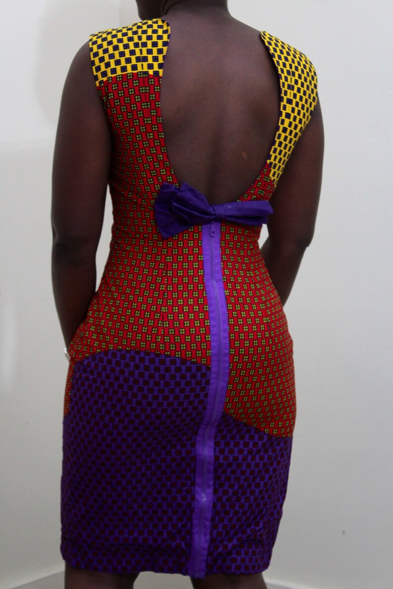 African print wedding dress, backless dress for women, bridesmaids dress, Africa dress M US women's letter