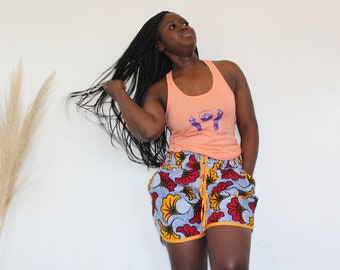 Ankara fashion shorts for women, African print summer shorts, Wax lounge shorts, Summer loungewear set
