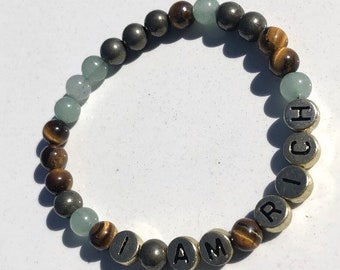 Personalized jewelry- Custom name healing crystal bracelet, Gemstone bead bracelets - Add a name on bracelet