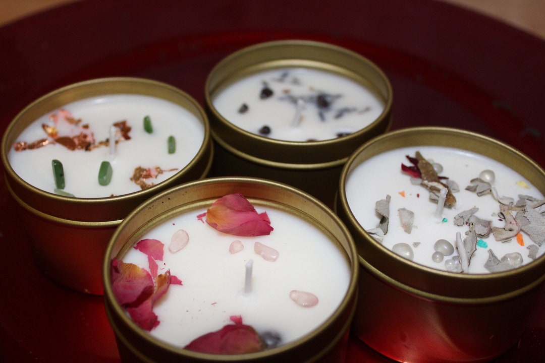 Candle Gift Basket for Friend, Scented Candle With Crystal, Intention